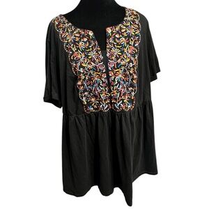 Woman Within Embroidered Short Sleeve Tee 1X